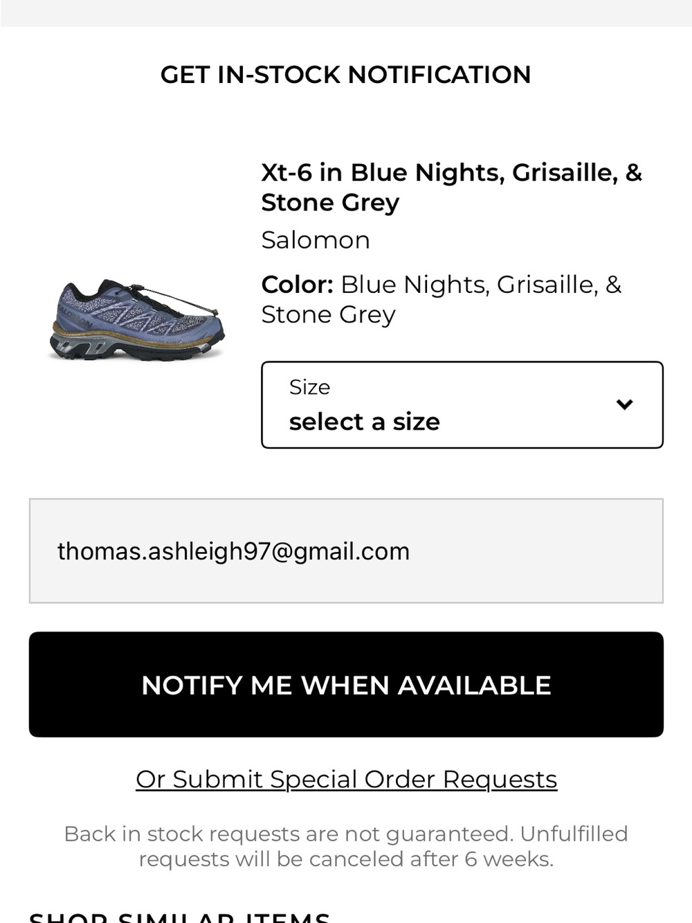 Salomon XT-6 Trail Sneakers — Blue Nights & Stone Grey